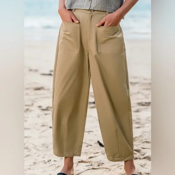 Cupshe Tan Ankle-Length Women's Pants - Picture 3 of 5